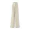 Pantalones de Punto de Lana Anchos Bai Cai Rong Otoño/Invierno 2026 para Mujer, de Cintura Alta, Corte Holgado, Caída Suave, Estilo Recto, Pantalones Largos de Cachemir