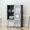 Guarda-Roupa Simples Moderno Simples Resina Adulto Estrutura de Aço Dobrável Montagem Tecido Guarda-Roupa Combinado Armário de Armazenamento Dormitório