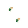 Pendientes de Acero de Titanio Diamante Verde Zeming, Estilo de Nicho de Gama Alta, Circonita Chapada al Vacío en Oro, Pendientes Elegantes de Estilo Fragante