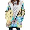 Estilo europeo y americano transfronterizo Amazon nuevo abrigo trench para mujer invierno engrosado estampado copo de nieve 3D botón abrigo con capucha
