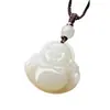 Colgante de Buda Maitreya de jade hetiano natural de Xinjiang, collar de jade para mujer, colgante de jade de Buda pequeño, colgante de jade con cabeza de Buda, regalo