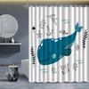 Cortina de ducha transfronteriza con diseño de ballena, cortina de ducha de poliéster con impresión digital, cortina de baño sin perforaciones, divisor de baño.