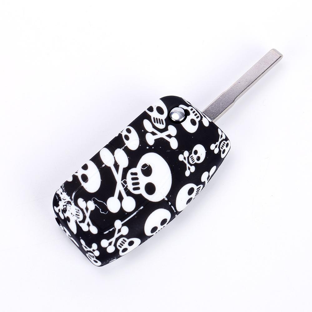 福特经典福克斯折叠3键无标水转印骷髅头