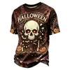 Camiseta de Manga Corta Estampada para Hombre Verano Serie Halloween Cabeza de Calabaza, Artículo Transfronterizo Más Vendido en Amazon