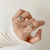 Anillo Cuadrado con Zirconia en Forma de Letra para Mujer, Elegante y Único, Nuevo Diseño Geométrico Coreano, Anillo Abierto Ajustable, Anillo de Dedo Índice de Moda