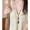 Cadena para Clavícula de Cerámica con Forma de Corazón de Caramelo Arcoíris para Mujer, Collar de Doble Capa Dopamina de Verano, Cadena para Suéter de Accesorios Diarios