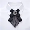 Gravata Borboleta Luxuosa com Strass para Banquetes, Laço Estilo Retro Francês, Acessório de Gola para Trajes Formais, Unissex
