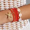 Pulseira de Contas Coloridas Estilo Boêmio de Férias na Praia Transfronteiriça Pulseira com Pingente de Resina de Estrela do Mar Estilo Oceano de Verão
