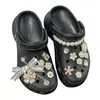 Charms para sapato Croc DIY corrente de pulseira de flor de pérola tridimensional flor de sapato estilo balé removível acessório de sapato decoração