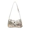 Bolso Cuadrado Pequeño con Cadena de Aspecto Elegante y Moderno Bolso Cruzado de Moda Nuevo Verano 2025 Bolso de Hombro/Axila de Mezclilla Brillante