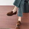 Mocasines Retro Maillard sin cordones 2026 Primavera/Otoño estilo nuevo tacón grueso zapatos de vestir para mujer estilo británico zapatos pequeños de cuero