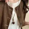 Dinheiro Antigo Estilo Chinês! Colar Pingente em Tons de Marrom para Mulheres, Corrente Clavicular de Luxo de Alto Padrão, Acessório Longo de Verão