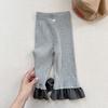 Coleção Outono 2026 Huzhou Zhili Roupas Infantis Novo Estilo Primavera para Meninas Calças Leggings com Acabamento em Renda Flare Calças Infantis 6537