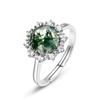 Anillo de Plata S925 Musgo Verde Planta Acuática Ágata Moda Europea y Americana Temperamento Noble Tendencia de Amazon Tiktok Transfronterizo