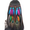 Diadema Bohemia de Plumas de Pavo Real Nuevo Estilo Europeo y Americano Diadema de Plumas Tejida a Mano Tocado para Vacaciones en la Playa para Mujeres