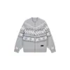 [Mismo estilo que Cai Xukun] Chaqueta de cremallera de lana Fair Isle de mohair para otoño e invierno, suéter de marca de cuero con color contrastante, moderno para hombre