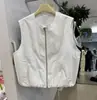 Chaleco sin mangas de color liso, cuello redondo, cremallera única, estilo minimalista para mujer, bolsillo doble, corte holgado, chaqueta para principios de otoño 2026