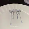 Brincos de Franja Super Brilhantes com Laço Estilo Coreano Luxo Acessível Brincos Elegantes de Alta Qualidade Nova Moda com Zircônias Brilhantes Brincos Elegantes