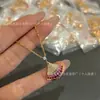 Collar de Minifalda Baojia Turquesa Azul con Forma de Abanico y Nácar Cadena para Clavícula de Oro Rosa de 18 Quilates Joyería de Lujo Ligero de Alta Gama