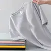 Camiseta Masculina de Manga Curta Seda Gelo Manga Curta Camiseta Masculina Verão Gola Redonda Camiseta Básica Casual Versátil Bonita Camiseta Curta Masculina