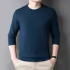 Camiseta de manga larga para hombre, color liso, moda, capa base, cuello redondo, transfronteriza, Otoño 2026, nueva, tejido gofrado, camiseta de negocios para hombre, hombre