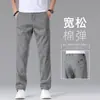 Pantalones Casuales para Hombre de Alto Gama Color Gris Claro Otoño, Corte Recto Holgado, Nuevo Estilo 2026, Versátil para Negocios, Pantalones para Hombre Ultrafinos de Seda de Hielo
