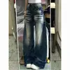 2026 Nuevos Jeans Americanos de Calle Rectos Lavados Ligeramente Acampanados para Mujer Pantalones Sueltos Adelgazantes de Cintura Baja Pierna Ancha de Longitud Completa