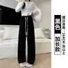 Pantalones de Pana de Visón Blanco con Forro de Vellón para Mujer, Nuevos Pantalones Casuales Rectos de Cintura Alta de Invierno, Pantalones de Pierna Ancha Adelgazantes Petite