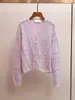 Shenzhen Nanyou Roupas Femininas de Alta Qualidade Primavera Novo Estilo Roxo Suave Vazado Decote V Solto Versátil Suéter de Tricô Top
