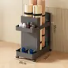 Carrinho de Armazenamento para Equipamentos Esportivos Domésticos com Rodas, Cesta de Armazenamento Móvel para Raquetes de Badminton e Tapetes de Yoga, Frete Grátis