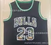 En stock BULLS BULLS Jersey Jordan #23 campeonato final logo militar bordado retro uniforme de baloncesto