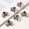 Hebilla metálica de flor de esmalte de lujo con goteo de aceite e incrustaciones de diamantes, hebilla de flor de forma irregular para decoración DIY de abrigos y gabardinas, accesorio de ropa