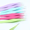 Pinzas de acero inoxidable color punta recorte pinza para cejas diy mano uña arte palo clip de taladro herramientas de belleza para uñas