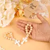 Set de Pulseras Cruz de Madera para Bautizo con Cuentas, Comercio Exterior Spot Transfronterizo, con Bolsa de Malla Blanca y Hilo de Cuentas de Madera, Regalo