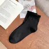 Meias Femininas de Algodão na Altura da Panturrilha com Laço, Borda Bolha Texturizada, Estilo Fino para Primavera e Verão, Meias Simples e Versáteis