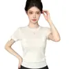Camiseta de punto de seda de hielo blanca con lazo hueco estilo coreano para mujer, top corto ajustado de chica caliente de verano