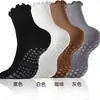 Calcetines de Yoga para Mujer de Media Pantorrilla Otoño Invierno Fitness Danza Pilates Antideslizantes Deportivos para Mujer con Encaje de Algodón para el Suelo