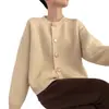 Chaqueta cárdigan de punto estilo coreano juvenil, color liso, botones dorados, cuello redondo, casual y versátil, nuevo top suéter para primavera, otoño, invierno para mujer
