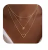 El Nuevo Set de Tres Piezas de Collar de 26 Letras Transfronterizo de Amazon es Moderno y Elegante, Cadena de Clavícula Multicapa, Versátil para el Uso Diario
