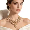 Set de Collar y Pendientes de Piedras Preciosas Multicolor Retro Europeo para Mujer Moda Accesorios para Vestido de Novia Banquetes Noche Joyería Transfronteriza