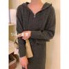 Traje de Mezcla de Lana Sudadera Informal con Capucha Suéter Holgado Estilo Perezoso Conjunto de Dos Piezas para Mujer Lujo Ligero