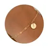 Pulseira com Pingente de Disco de 26 Letras Moda Verão Transfronteiriça da Amazon Corrente Lábio Dourado Joia para Mulheres