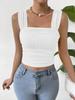 Ropa de Mujer Europea y Americana Transfronteriza 2024 Amazon Primavera y Verano Nueva Moda Sin Mangas Ombliguera Cuello Cuadrado Tirantes Chaleco Top