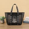 Nova Sacola de Compras de Malha Preta Moderna de Rua Simples para Homens e Mulheres de Libao, Bolsa de Mão de Nylon de Alta Densidade de Cor Pura