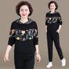Ropa de Otoño para Madre Traje Deportivo Estilo Extranjero para Mujeres de 40-50 Años Tallas Grandes Sudadera con Capucha de Manga Larga Conjunto Casual de Dos Piezas