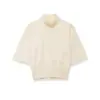 Comércio Exterior Transfronteiriço Estilo Popular Novo de Verão Gola Meia-Alta Ombro Acolchoado Slim Fit Malha Simples Versátil Camisa de Manga Curta