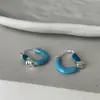 Aretes de Metal Retorcido con Goteo de Aceite Color Azul Lago para Mujer, Frescos y Versátiles, Elegantes y Modernos, Pendientes de Temperamento a la Moda