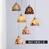 Vidrio emplomado estilo americano Tiffany mostrador de bar mediterráneo luz de pasillo estilo japonés lámpara colgante pequeña de concha retro francesa para restaurante