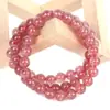 Pulsera de Corazón de Cristal Blanco de 7.8mm Pulsera de Cristal de Fresa Natural Cristal Rosa Pulsera de Cristal Natural