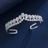 Brazalete Abierto de Circonita Cúbica Ondulada de Lujo Ligero Elegante de Gama Alta Moda Versátil para Bodas Banquetes Viajes Regalo